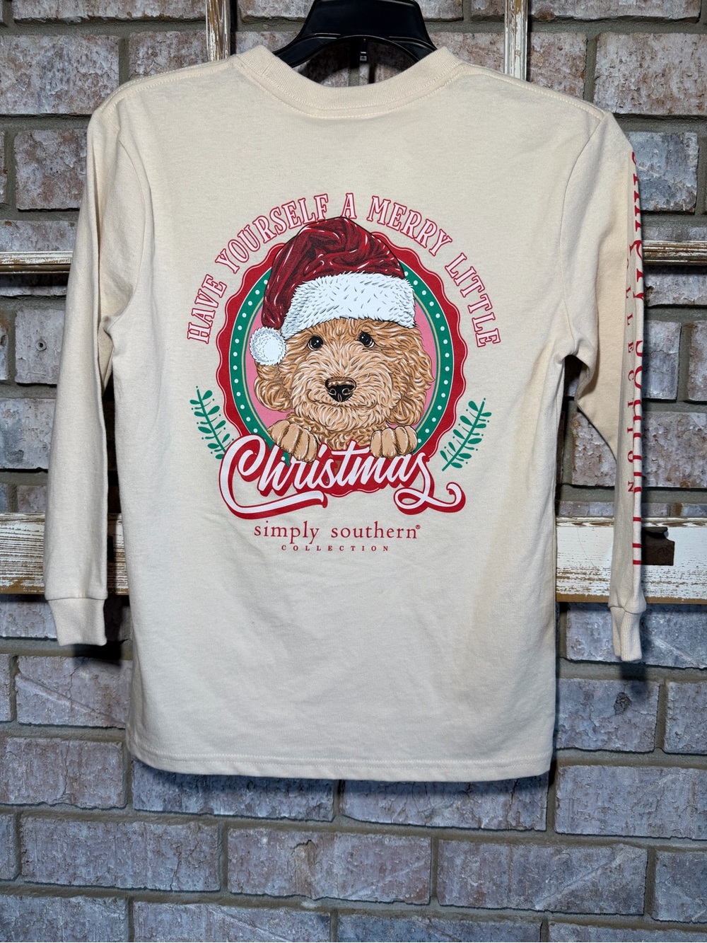 Simply Southern Cream Kids Christmas Dog Long Sleeve Tee